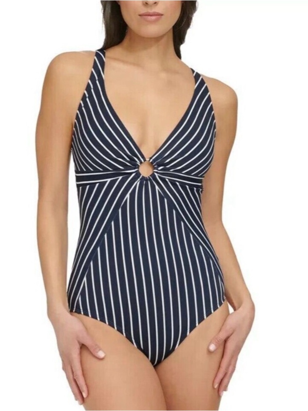 Tommy Hilfiger O Ring Blue White Nautical Stripe One Piece New XXL